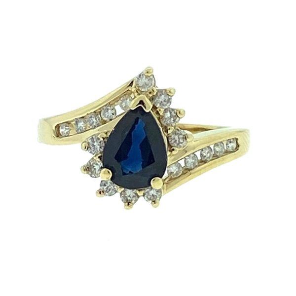 14k Yellow Gold Diamond Sapphire Ring