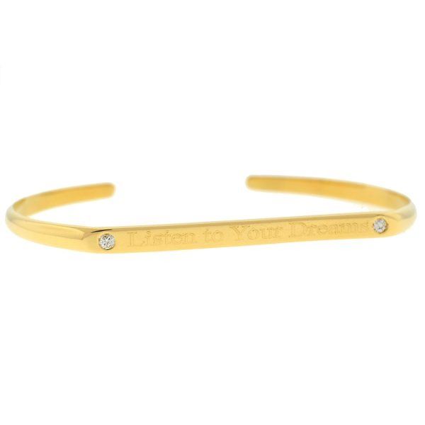 18k Yellow Gold ID Style “Listen to your Dreams” Bangle Bracelet