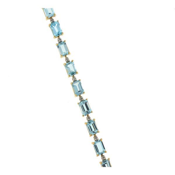 14k Yellow Gold Topaz Diamonds Bracelet