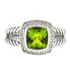 Image 1 : Authentic David Yurman Sterling Silver Petite Albion Peridot Diamond Ring