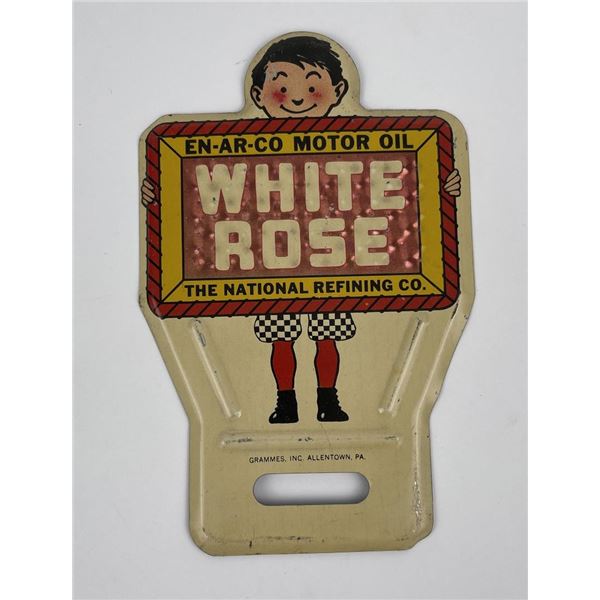 Enarco White Rose Motor Oil License Plate Topper