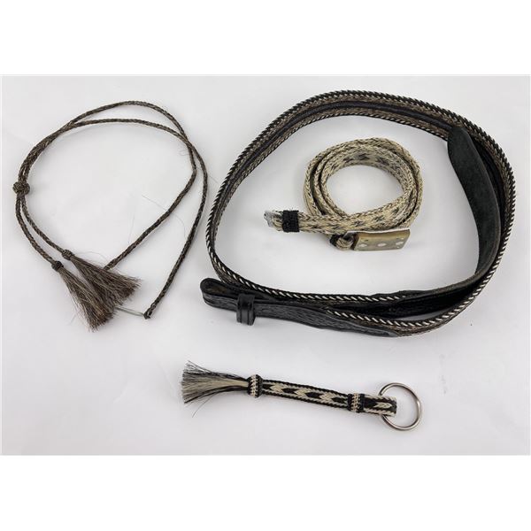 Cowboy Hitched Horsehair Belts Bolo Tie Keychain