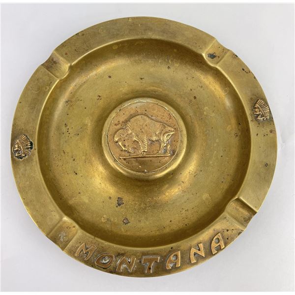 Art Deco Montana Brass Ashtray Buffalo