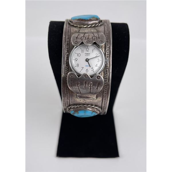 Navajo Sterling Silver Turquoise Watch Bracelet