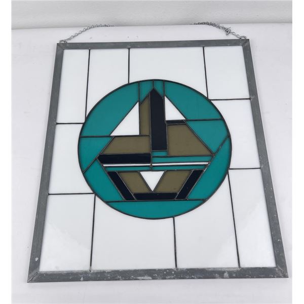 Geometric Art Deco Style Stained Glass Window