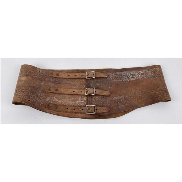 Tooled Leather Montana Cowboy Bronc Belt