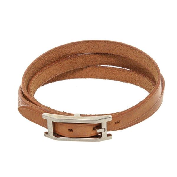 Hermes Natural Vachetta Leather Hapi 3 Multi Tour Bracelet