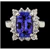 Image 2 : 3.84 ctw Tanzanite and Diamond Ring - 14KT White Gold