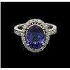 Image 2 : 3.73 ctw Tanzanite and Diamond Ring - 14KT White Gold