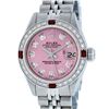 Image 2 : Rolex Ladies Stainless Steel Pink Diamond & Ruby 26MM Datejust Wristwatch