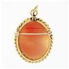Image 4 : Vintage 14k Yellow Gold Carved Shell Cameo Dual Twisted Wire Brooch Pin Pendant