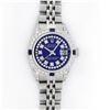 Image 2 : Rolex Ladies Stainless Steel Diamond Lugs Royal Blue String VVS Diamond Datejust