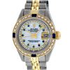 Image 2 : Rolex Ladies 2 Tone MOP Sapphire String Diamond Oyster Perpetual Datejust Wriswa