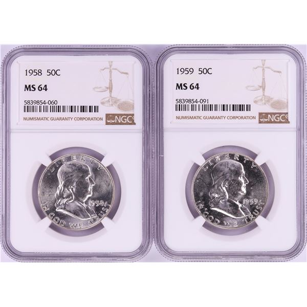 Lot of 1958-1959 Half Dollar Coins NGC MS64