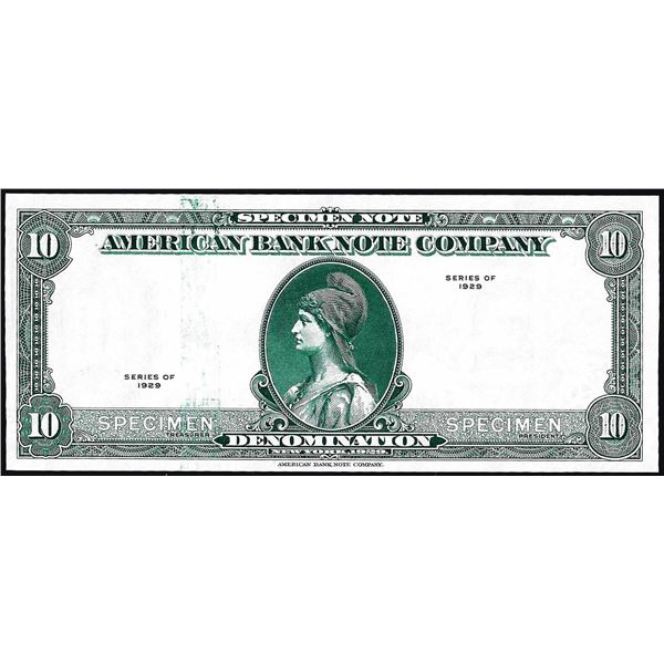 1929 Ten Unit American Bank Note Company Test Note
