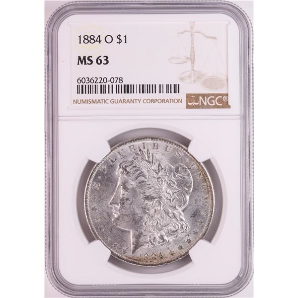 1884-O $1 Morgan Silver Dollar Coin NGC MS63 Great Toning