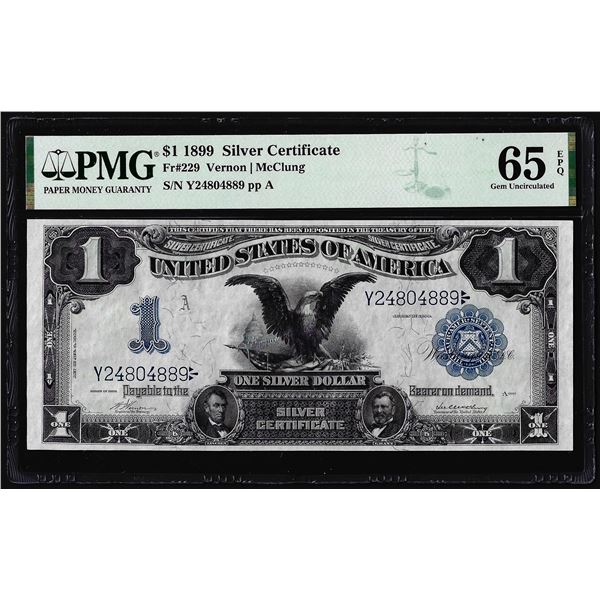 1899 $1 Black Eagle Silver Certificate Note Fr.229 PMG Gem Uncirculated 65EPQ