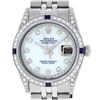 Image 1 : Rolex Men's Stainless Steel Diamond & Sapphire Oyster Perpetual Datejust Wristwatch