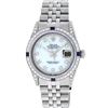 Image 3 : Rolex Men's Stainless Steel Diamond & Sapphire Oyster Perpetual Datejust Wristwatch