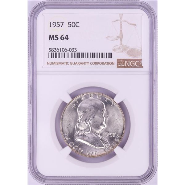1957 Franklin Half Dollar Coin NGC MS64