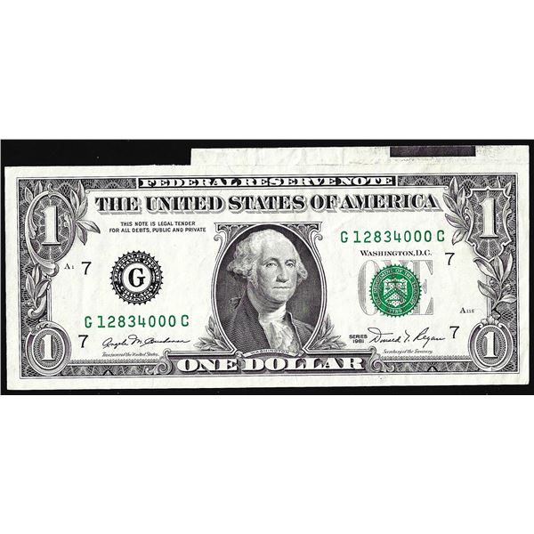 1981 $1 Federal Reserve Note ERROR Selvage Cut