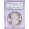 Image 1 : 1879-S $1 Morgan Silver Dollar Coin PCGS MS65 Green Rattler Holder