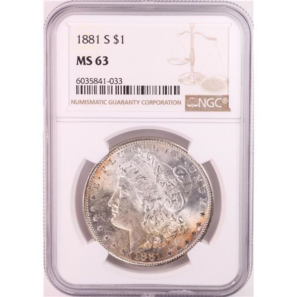 1881-S $1 Morgan Silver Dollar Coin NGC MS63 Nice Toning