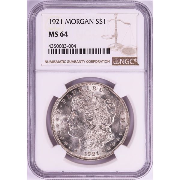 1921 $1 Morgan Silver Dollar Coin NGC MS64