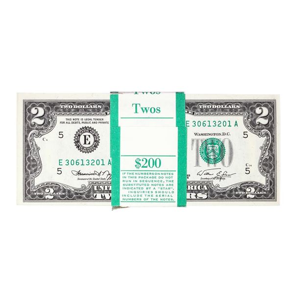 Pack of (100) Consecutive 1976 $2 Federal Reserve Notes Richmond