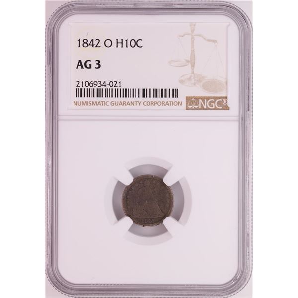 1842-O Seated Liberty Half Dime Coin NGC AG3
