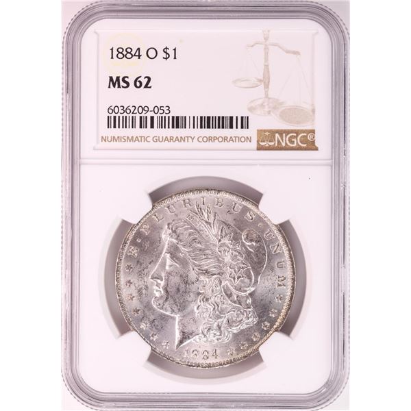 1884-O $1 Morgan Silver Dollar Coin NGC MS62 Great Toning