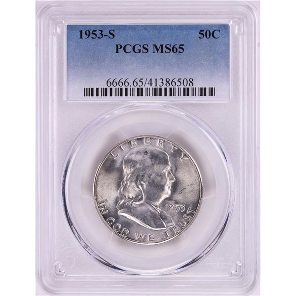1953-S Franklin Half Dollar Coin PCGS MS65