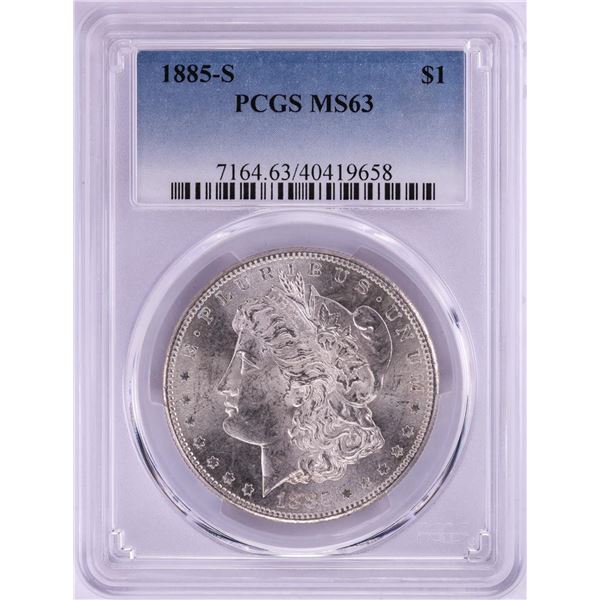 1885-S $1 Morgan Silver Dollar Coin PCGS MS63