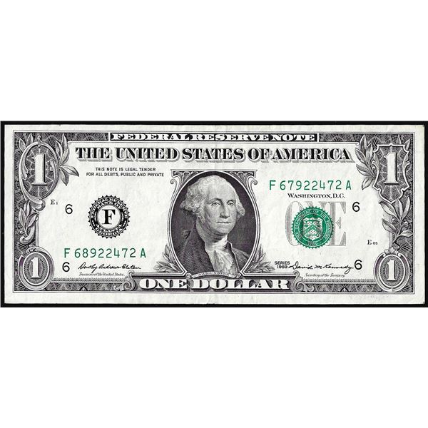 1969 $1 Federal Reserve Note Mismatch Serial Number Error