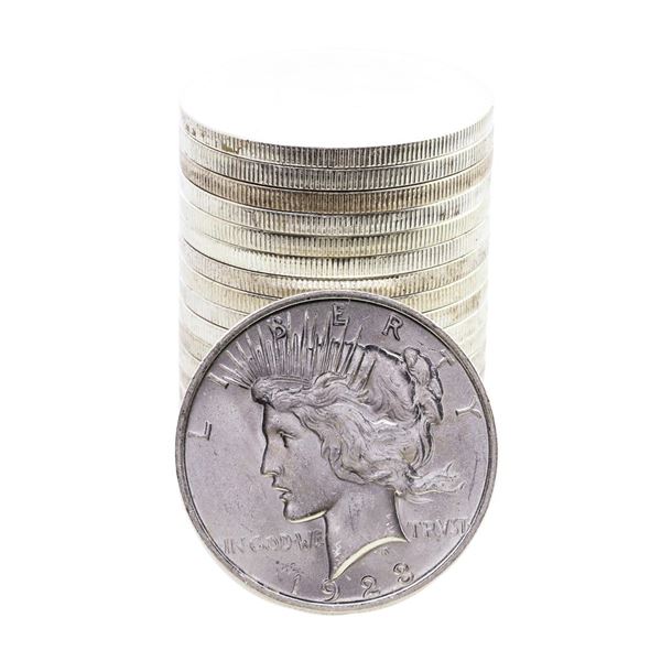 Roll of (20) Brilliant Uncirculated 1923 $1 Peace Silver Dollar Coins