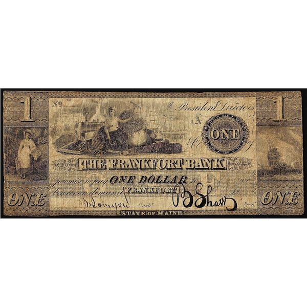 1800's $1 The Frankfort Bank Frankfort, KY Obsolete Banknote