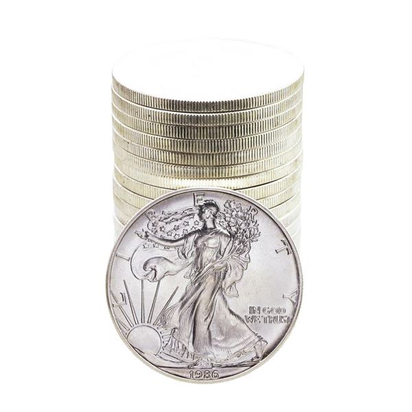 Roll of (20) Brilliant Uncirculated 1986 $1 American Silver Eagle Coins