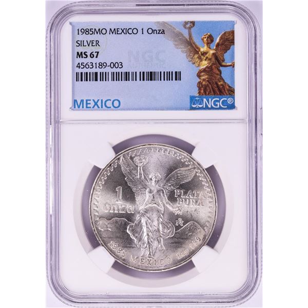 1985Mo Mexico 1 Onza Libertad Silver Coin NGC MS67