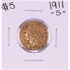 Image 1 : 1911-S $5 Indian Head Half Eagle Gold Coin