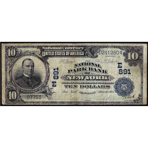1902DB $10 National Park Bank of New York, NY CH# 891 National Currency Note