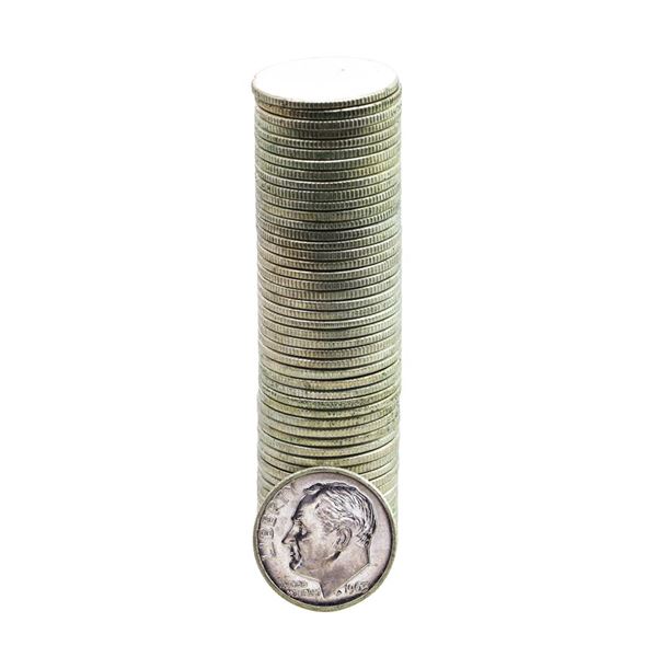 Roll of (50) Brilliant Uncirculated 1963-D Roosevelt Dime Coins