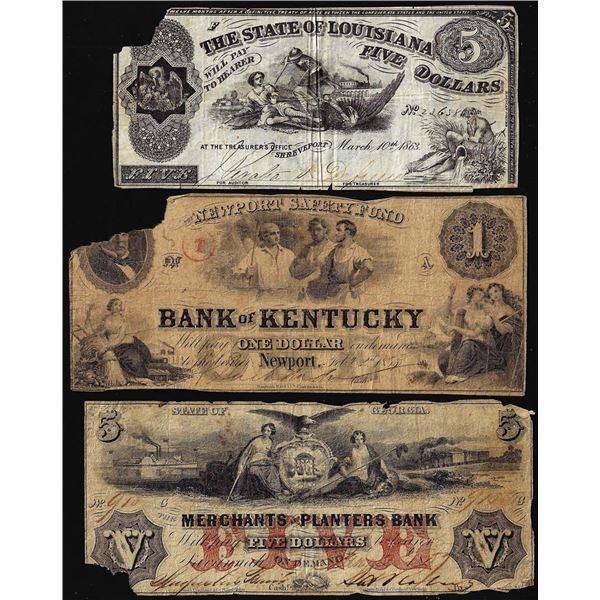 Lot of (3) Miscellaneous 1800's Obsolete Banknotes