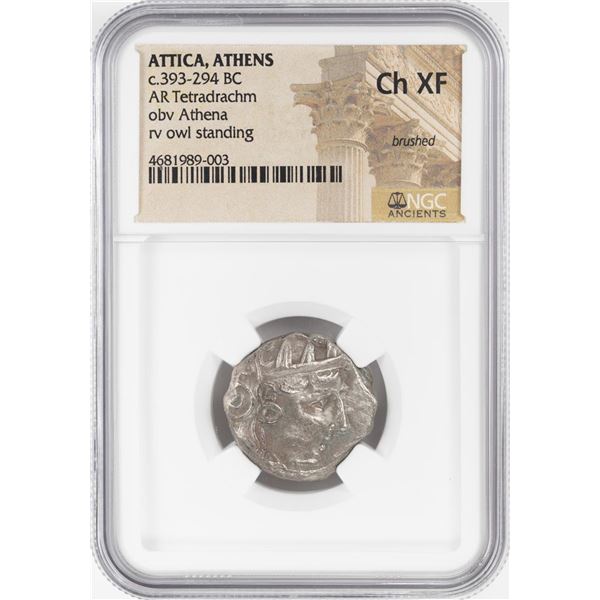 393-294 BC Attica Athens AR Tetradrachm Athena Owl Coin NGC Choice XF