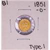 Image 1 : 1851-O Type 1 $1 Liberty Head Gold Dollar Coin - Soldered