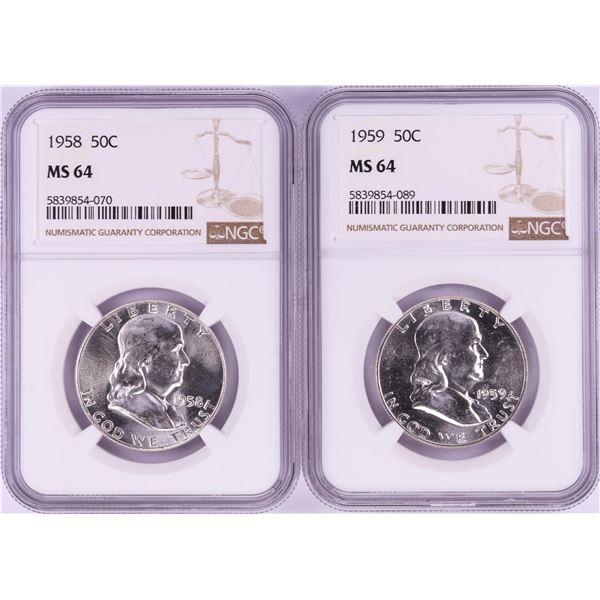 Lot of 1958-1959 Half Dollar Coins NGC MS64