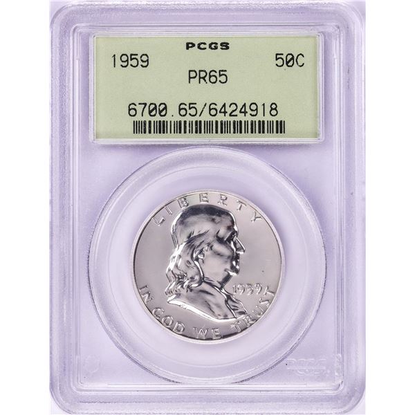 1959 Proof Franklin Half Dollar Coin PCGS PR65 Old Green Holder