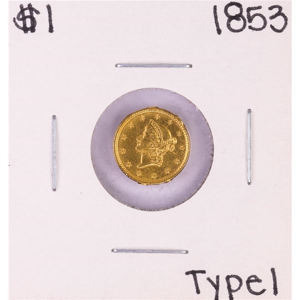 1853 Type 1 $1 Liberty Head Gold Dollar Coin - Soldered