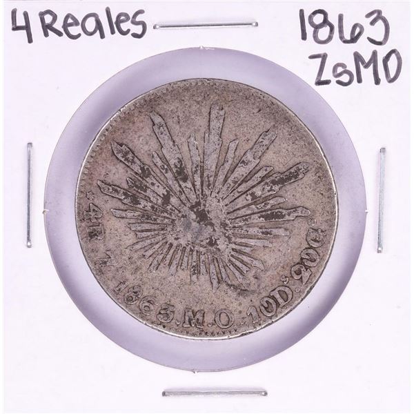 1863 ZsMO Mexico 4 Reales Silver Coin