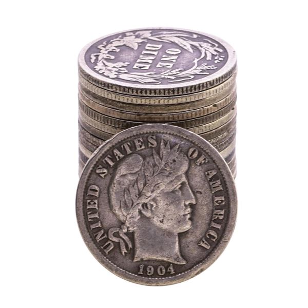 Roll of (21) Mixed Date Barber Dime Coins