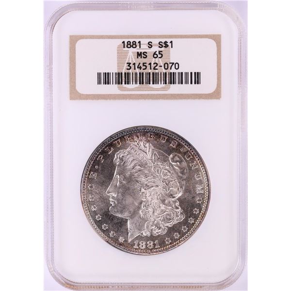 1881-S $1 Morgan Silver Dollar Coin NGC MS65 Old Fatty Holder